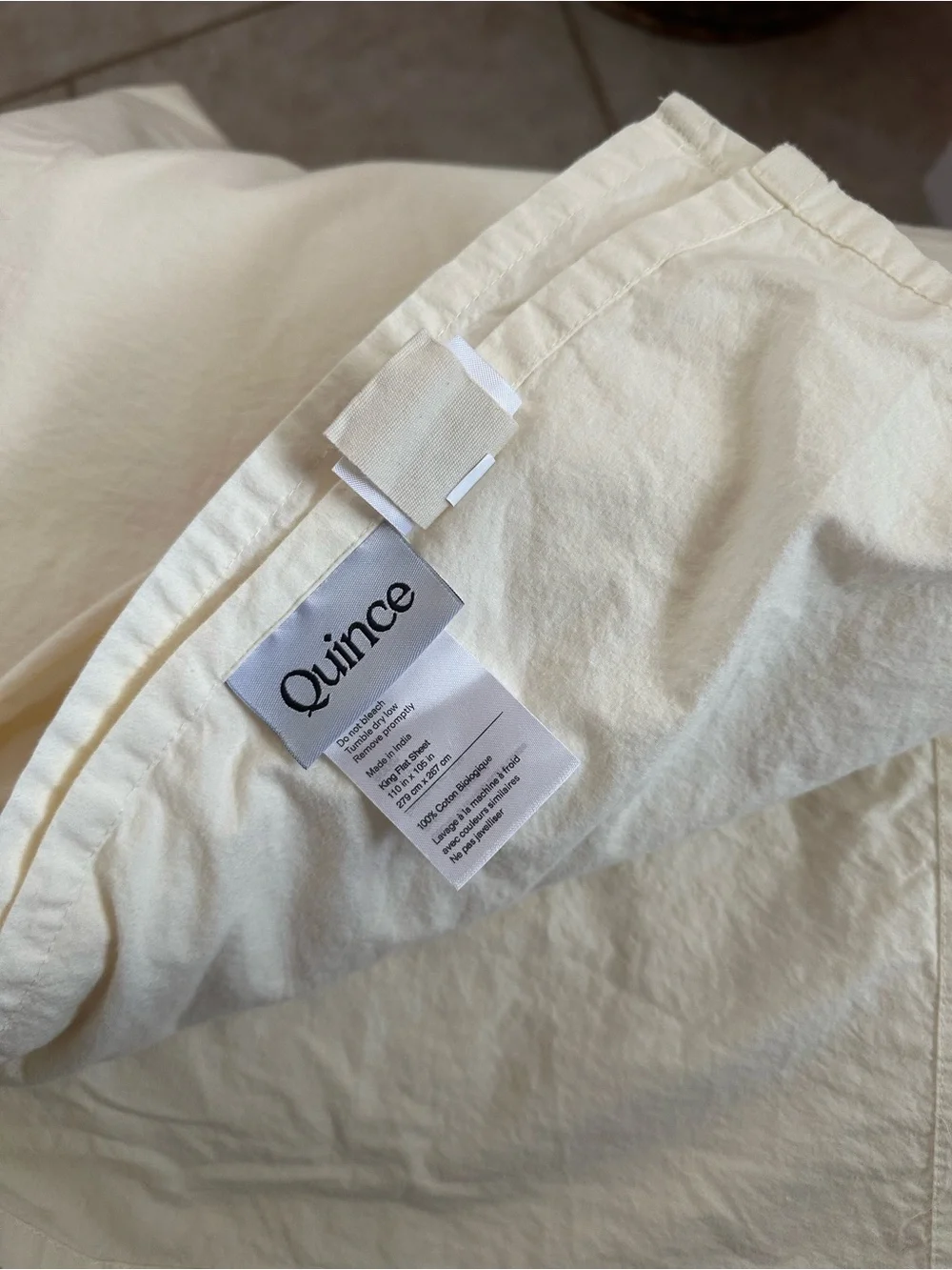 Quince King Ivory Cream Organic Cotton *Flat Sheet Only* Soft Neutral Bedding